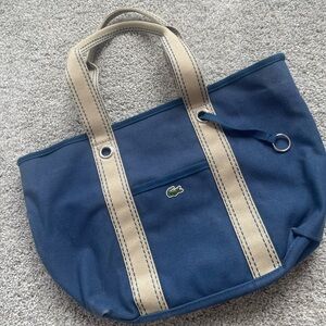 Lacoste Blue and Cream Classic Tote Bag